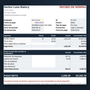 Pay Stub Template for Small Employers, Google Sheets Payroll Record with Overtime, Year to Date Totals and Printable Stub, Digital Download image 6