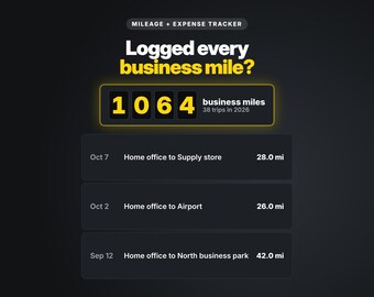 Mileage Tracker & Expense Tracker | Mileage Log, 1099 Expense Tracker, Self Employed Income, Vehicle Expense Log, Tax Tracker for Drivers