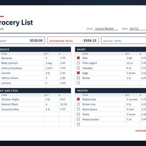 Grocery List Template and Meal Plan Printable, Google Sheets Grocery List by Aisle, Weekly Meal Planner, Pantry Inventory, PDF + Spanish image 2