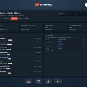 Calendario de contenido en modo oscuro, para Excel y Google Sheets | Planificador de redes, hashtags y resultados imagen 8