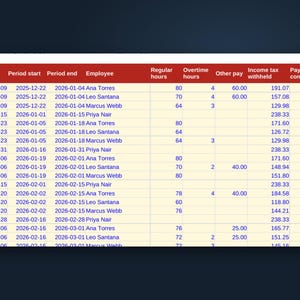 Pay Stub Template for Small Employers, Google Sheets Payroll Record with Overtime, Year to Date Totals and Printable Stub, Digital Download image 2