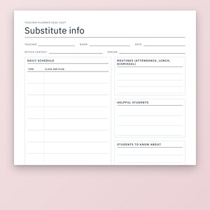 Teacher Planner 2026-2027 Printable, Lesson Plan, Gradebook, Class Roster, Seating Chart, Substitute Info, Monthly Calendars, Letter and A4 image 4