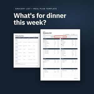 Grocery List Template and Meal Plan Printable, Google Sheets Grocery List by Aisle, Weekly Meal Planner, Pantry Inventory, PDF + Spanish image 1