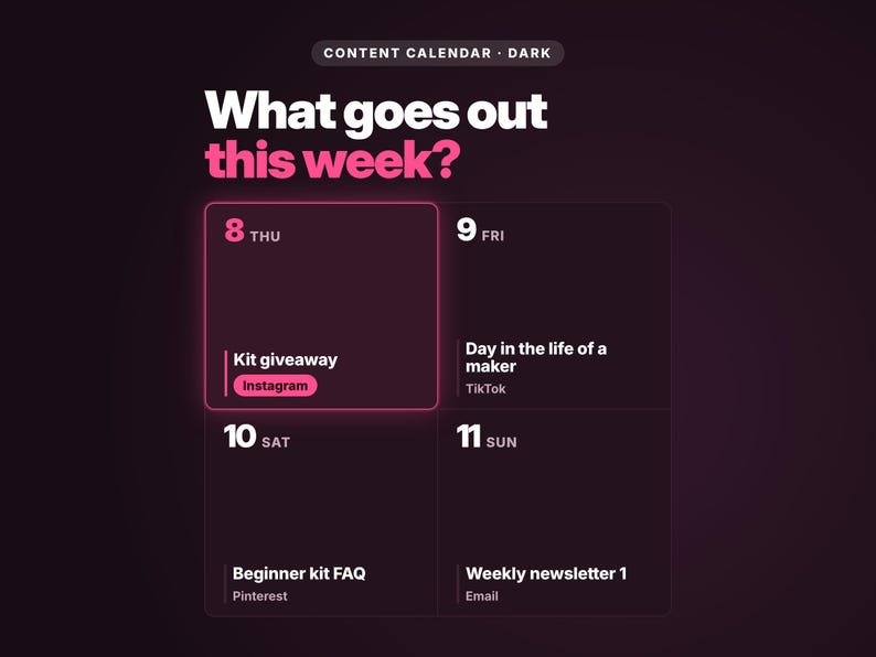 Content Calendar Planner Dark Mode main photo