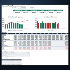 Cash Flow Template for Small Business, Excel and Google Sheets Spreadsheet, 12 Month Forecast vs Actual, Runway, Receivables image 2