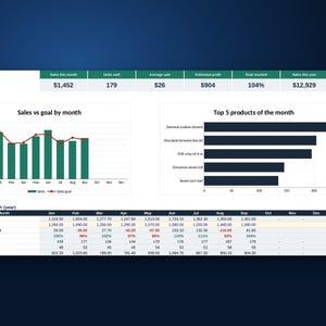 Verkooptracker-spreadsheet, sjabloon voor Excel en Google Sheets, dagelijks verkooplogboek, dashboard voor kleine bedrijven, digitale download afbeelding 4