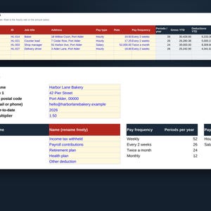 Pay Stub Template for Small Employers, Google Sheets Payroll Record with Overtime, Year to Date Totals and Printable Stub, Digital Download image 3