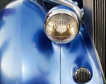 Car Photography- 1930's Metallic Blue Hot Rod Photograph- 5 x 7 Matted Metallic Print