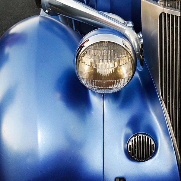 Car Photography- 1930's Metallic Blue Hot Rod Photograph- 5 x 7 Matted Metallic Print