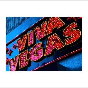 CIty Fotografie - Downtown Las Vegas &quot;Viva Vegas&quot; Neon Lichter Fotografie - mattiert 5 x 7 Metallic-Druck