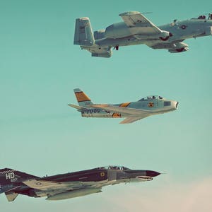Aviation Photography | Vintage Fighter Trio | 5 x 7 Matted Metallic Print