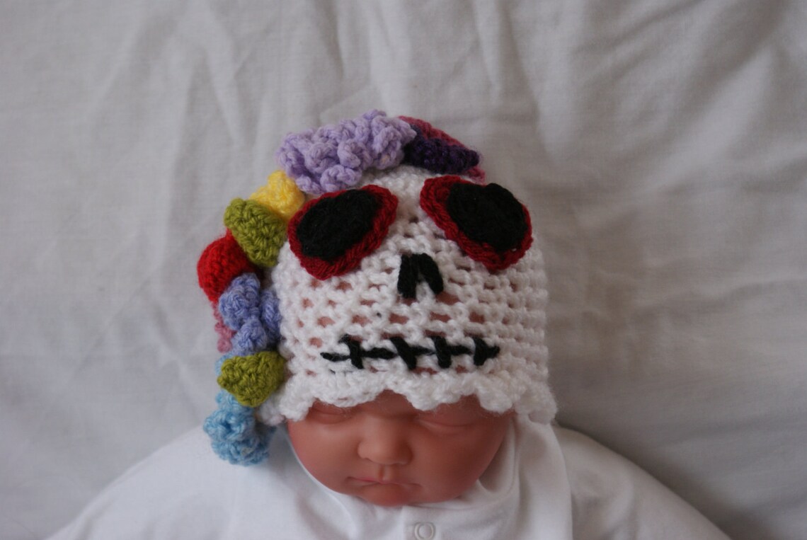 Sugar Skull Crochet Baby Hat Etsy