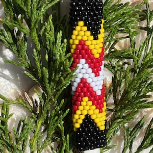 Red, White, Yellow and Black Feather Sleeve