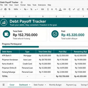 Pelunasan Hutang Tracker Excel Google Sheet Anggaran Cicilan Budget Indonesien