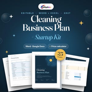 Cleaning Business Plan Template, Startup Kit, Cleaning Price Calculator Spreadsheet, Client Forms, Word & Google Docs