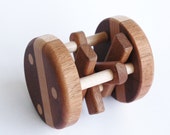Rolling baby rattle made of natural wood - Mahogany and Beech