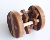 Rolling baby rattle made of natural wood - Mahogany and Beech