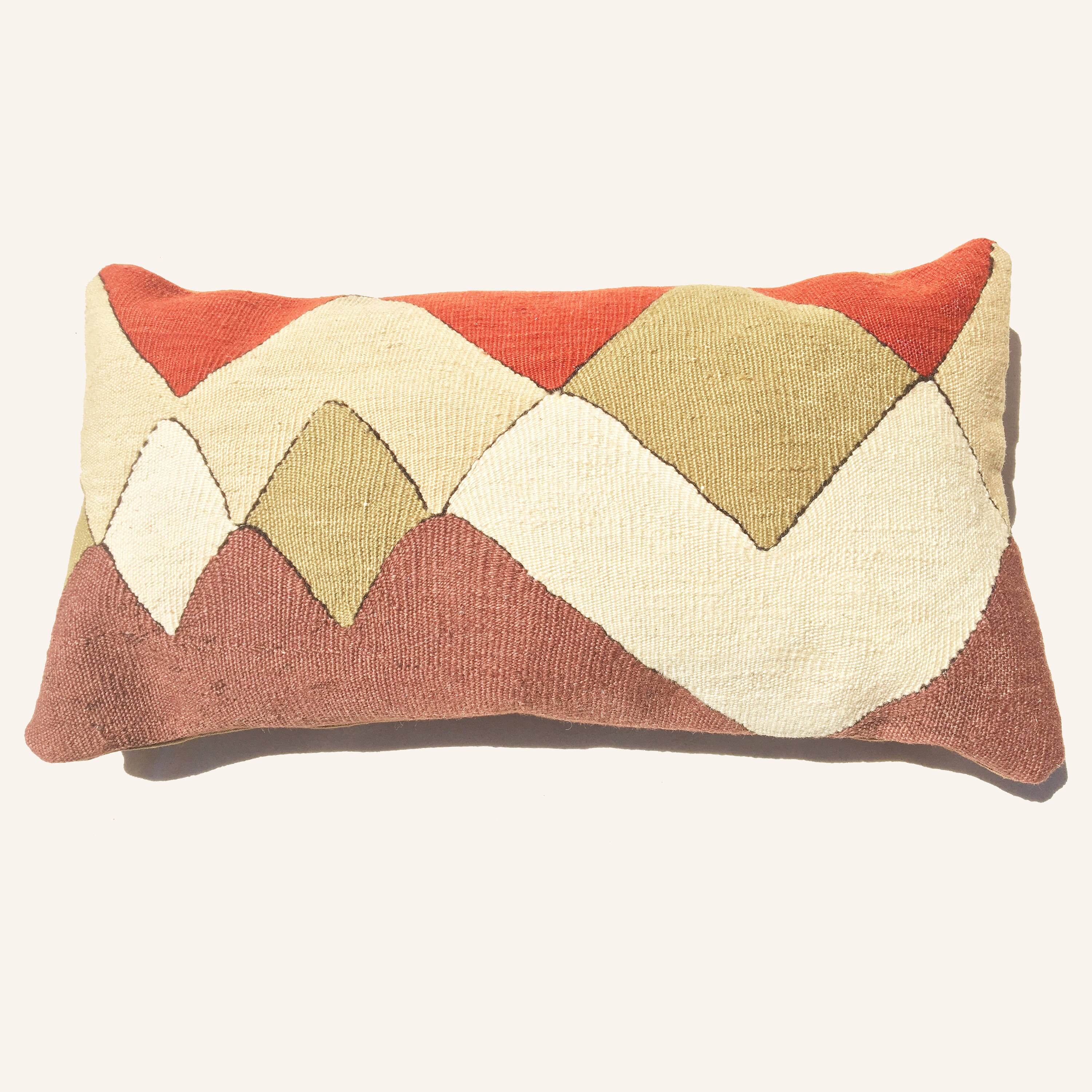 Extrasolaire en Rouge - 14 x 28 Teint Coussin Kilim Tissé à La Main