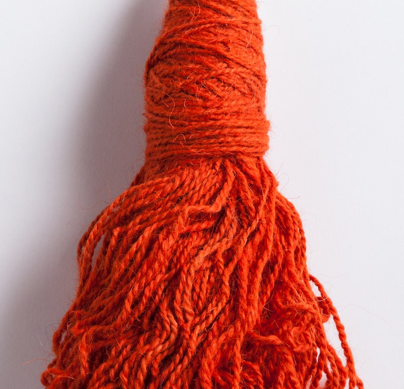 Coral Hand spun natural dyed fingering yarn wool blend in 50g squid skein