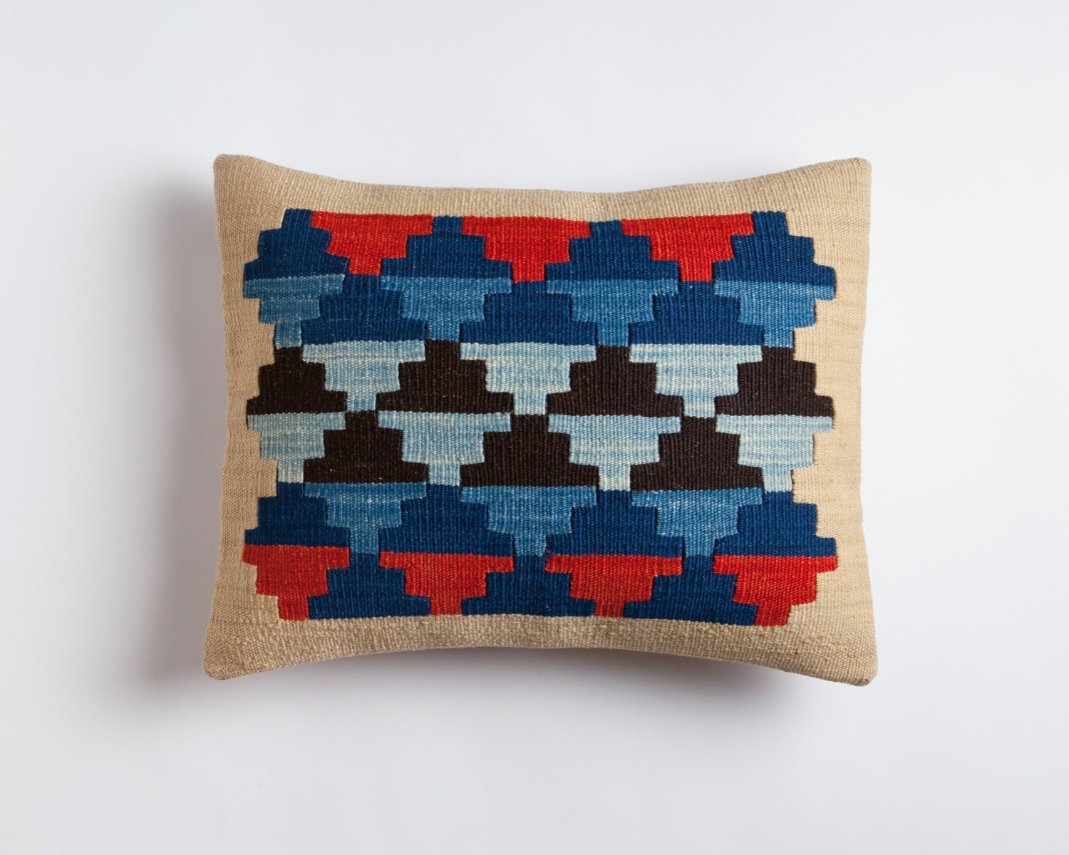 Kilim Pillow Indigo Pyramid Handwoven Wool Sham Brooklyn Etsy