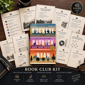 Buckeye Book Club Discussion Kit, Patrick Ryan Novel Reading Guide, 55 Discussion Questions, Character Analysis, Printable Book Club Planner