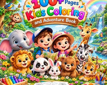 Libro di avventure da colorare, oltre 100 pagine di animali stampabili per bambini e adulti