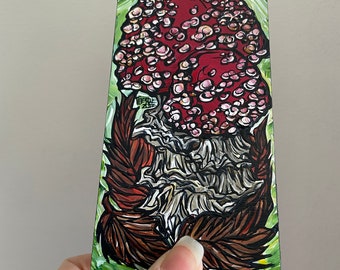 3x6” Fly Agaric Amanita Red Mushroom Painting by Tracy Levesque