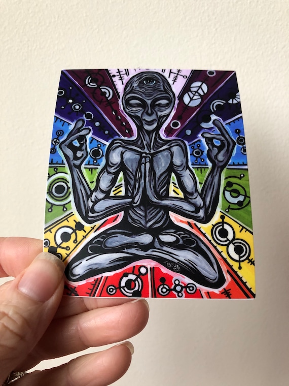 3x3.75” Multidimensional Star Being Alien Third Eye Meditation Starseed Vinyl Waterproof Sticker