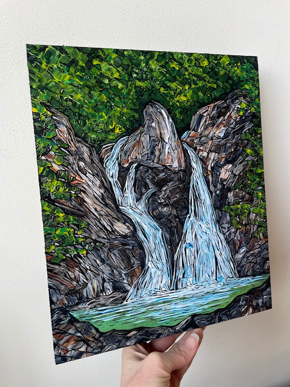 10x12” Bash Bish Falls Waterfall Western Massachusetts original painting by Tracy Lévesque