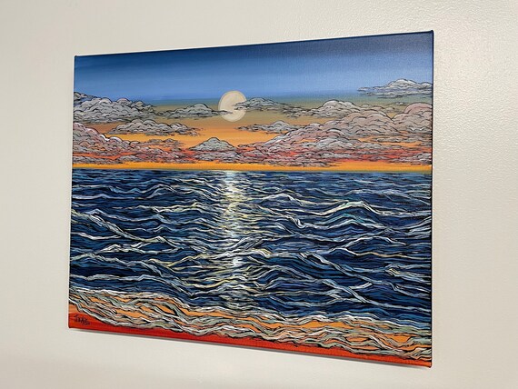 16x20” Navy Waves Beautiful Ocean Seascape original acrylic painting by Tracy Levesque