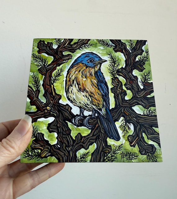 Eastern Bluebird Painting Bird Art (5x5”)