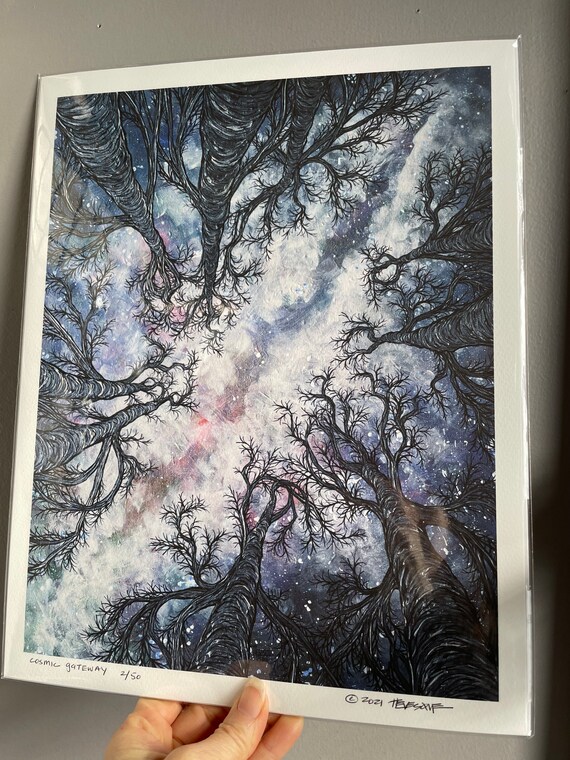 11x14” Cosmic Gateway Milky Way Night Sky Fine art giclee print featuring artwork by Tracy Levesque
