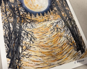 Moonlit Forest Art Print, 11x14 Giclee Fine Art by Tracy Levesque