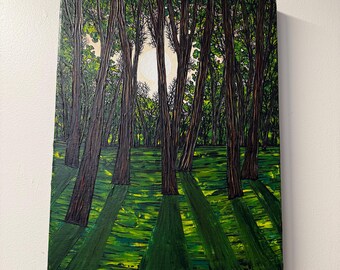 Summer Solstice Trees Light Shining Through the Trees Painting (16x20”)