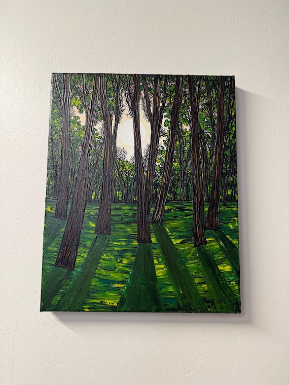 Summer Solstice Trees Light Shining Through the Trees Painting (16x20”)