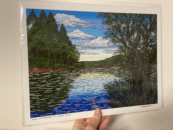 11x14” Giclee print of Summertime at Walden Pond Art by Tracy Levesque