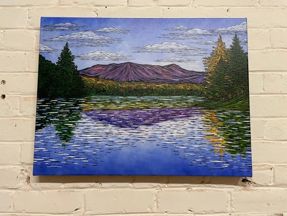 18x24” Mount Katahdin Maine New England original acrylic painting by Tracy Levesque