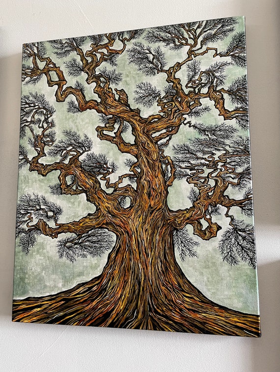30x24” Grandmother Tree Camperdown Elm Tree original acrylic painting by Tracy Levesque