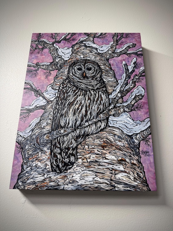 Barred Owl: Lady of the Woods acrylic painting 12x16”