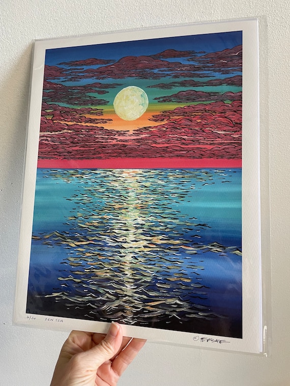 11x14” Giclee print of Zen Sea Colorful Seascape Sunrise over the Ocean print by Tracy Levesque