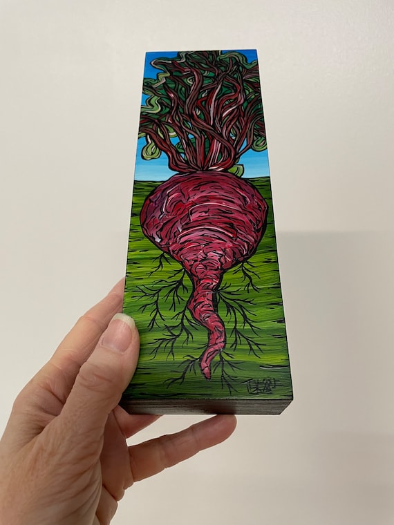 3x9” Garden Beet painting by Tracy Levesque