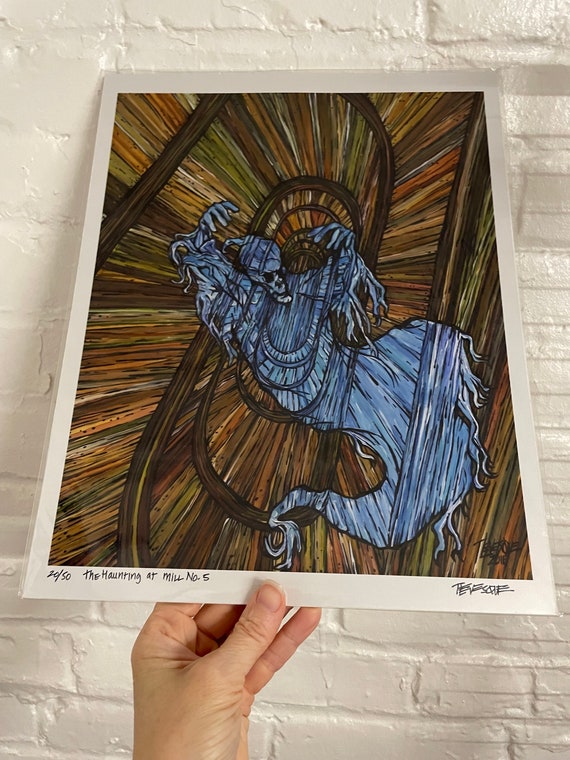 11x14” Lowell Monsters Print Steampunk Ghost Haunting at Mill No 5 Staircase Lowell Merrimack Valley Monster Print by Tracy Levesque
