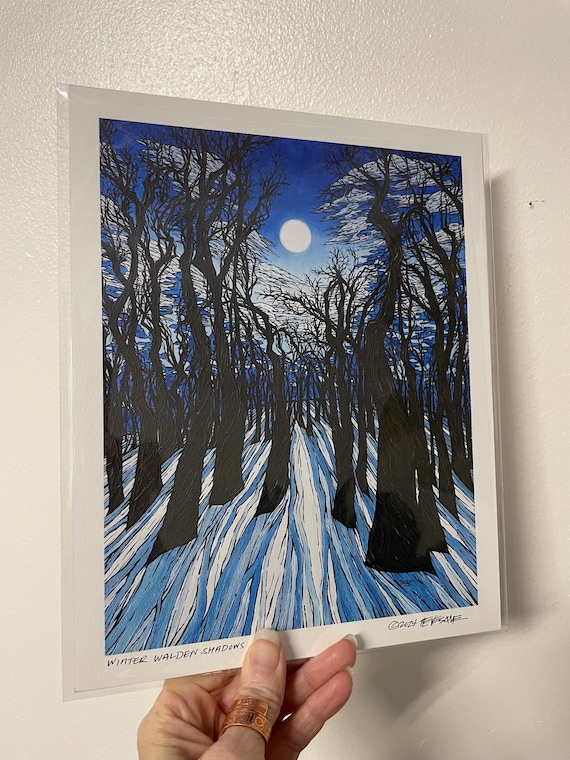 8x10” Giclee print of Winter Walden Snow Shadows Walden Pond Print Art by Tracy Levesque