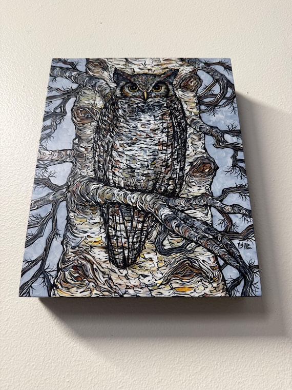 Owl Painting by Tracy Levesque: Who’s Watching (8x10”)