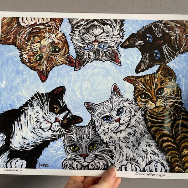 Catspiracy 11x14” Fine Art Giclee Print by Tracy Levesque