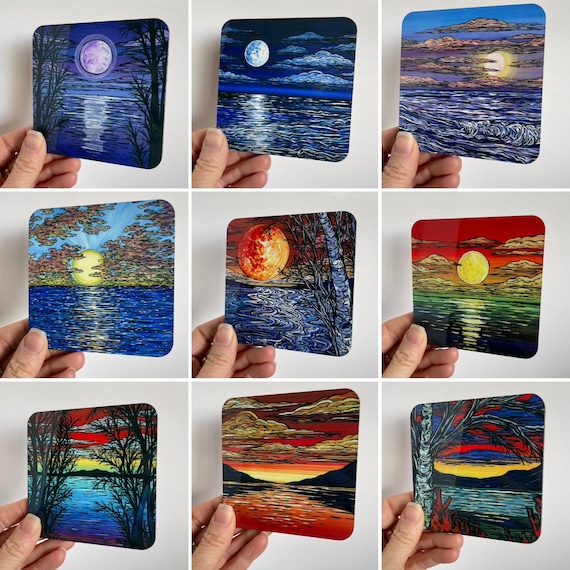 Various Designs Single Art Coaster Sunsets Sunrises Oceans Lakes