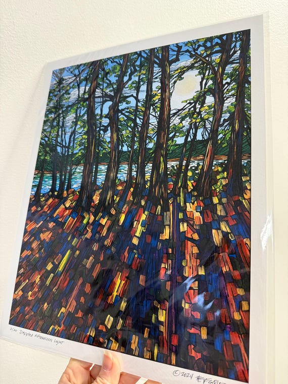11x14” Giclee print Walden Pond Dappled Afternoon Shadows featuring artwork by Tracy Levesque