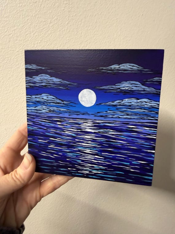 Blue Ocean Sky painting by Tracy Levesque (5x5”)