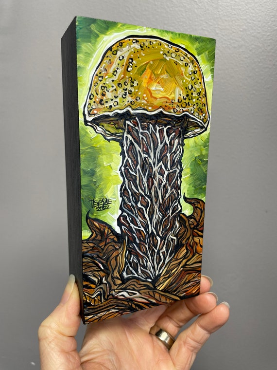 3x6” Bolete Mushroom Painting Russell’s Bolete by Tracy Levesque