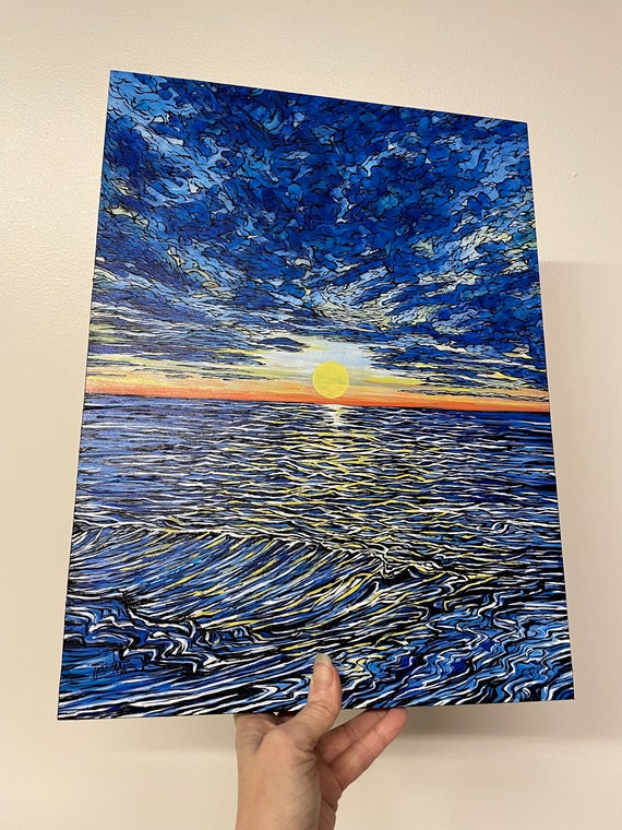 12x16” Sunrise Morning Seascape Summer Beautiful Sea Ocean Sunrise Painting original painting by Tracy Levesque